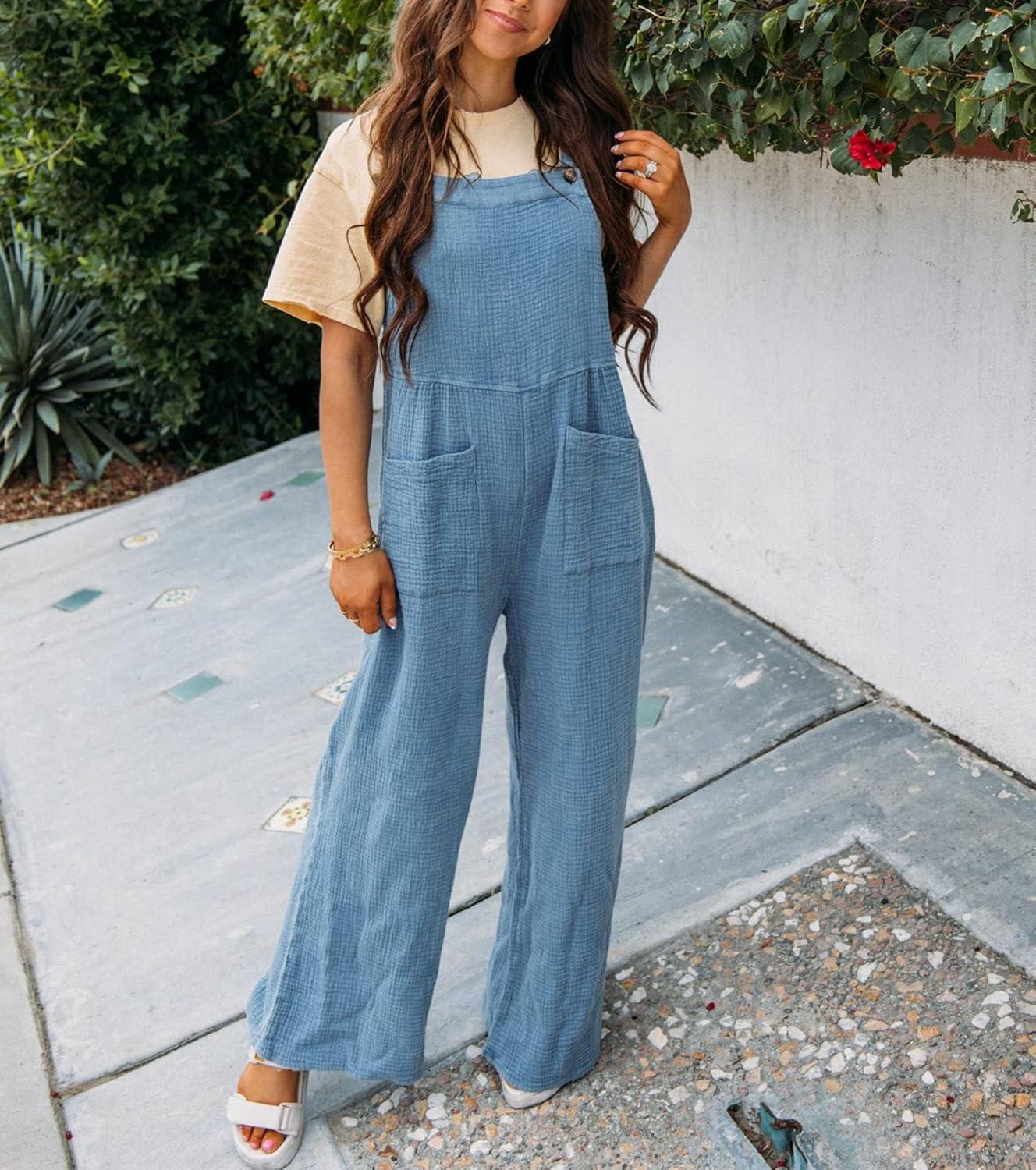 OPISSU Women's Gauze Jumpsuit Romper, how it fits you