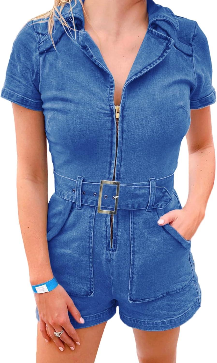 PLNOTME⁢ Women's Summer ​Denim​ Rompers - your errands pick