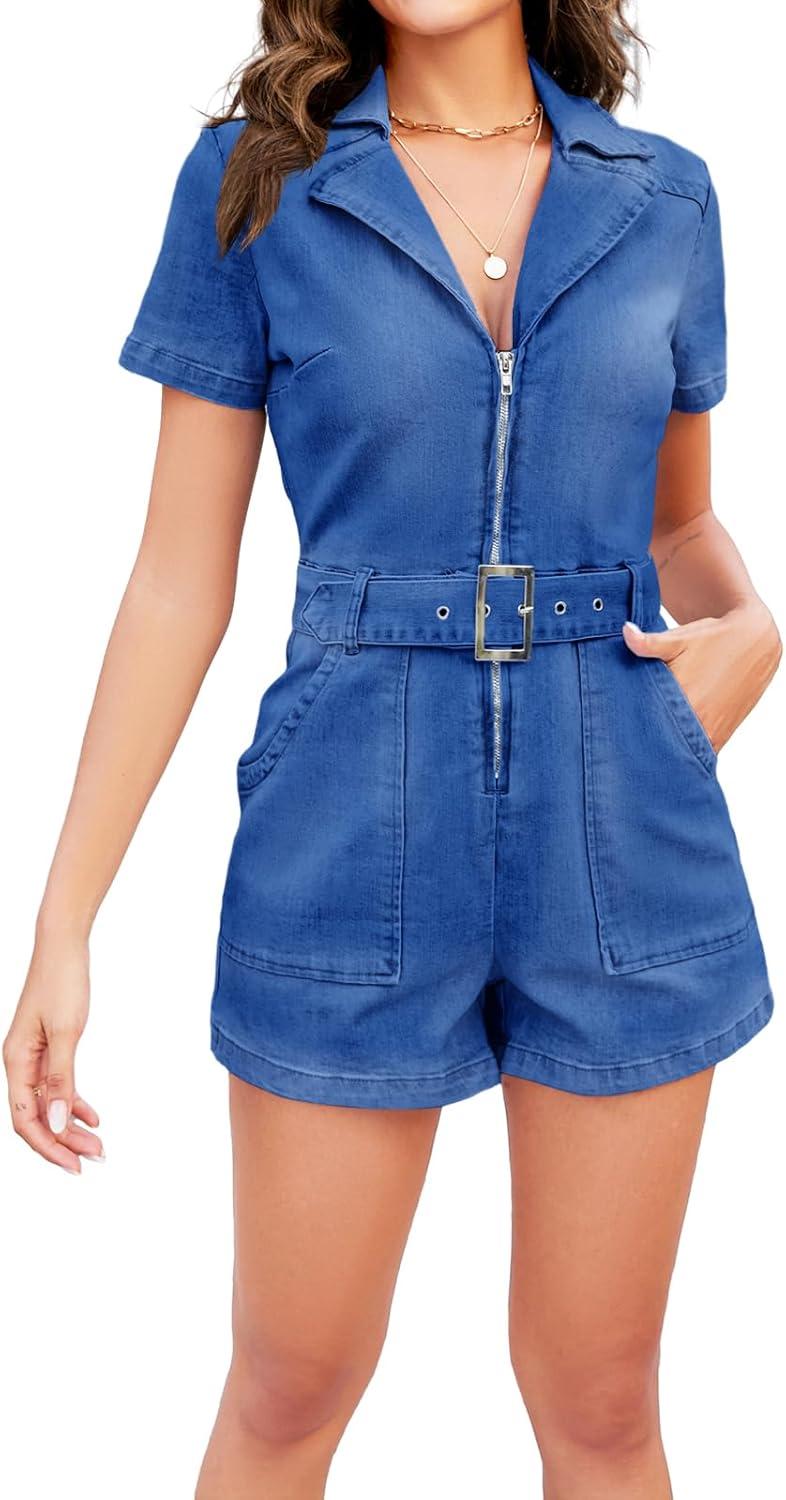 PLNOTME Women's⁢ Summer Denim⁢ Rompers - your errands⁤ pick