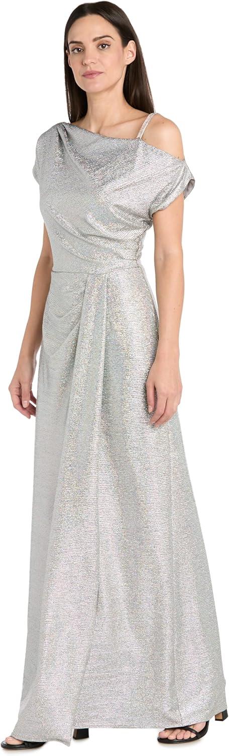 R&M‌ Richards rainbow Foil Gown: Elegance Meets Modern Glamour