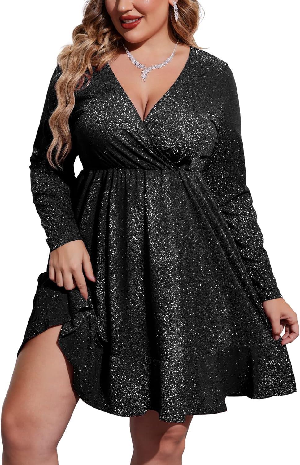 Shimmer and Comfort: Exploring IN'VOLAND Plus Size Glitter Dress