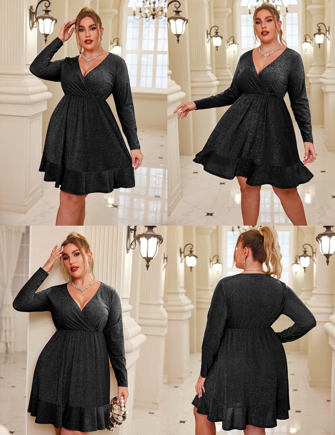 Shimmer and Comfort: Exploring IN'VOLAND Plus Size Glitter Dress