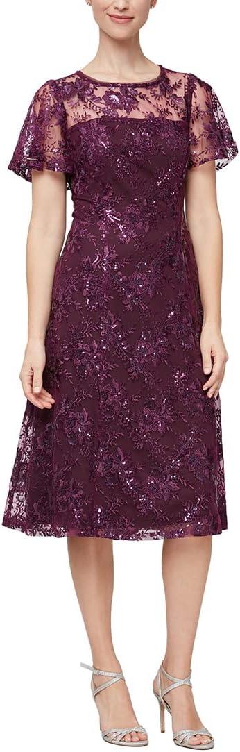 S.L.Fashions Sequin & Lace Tea-Length — How‌ it hangs on you