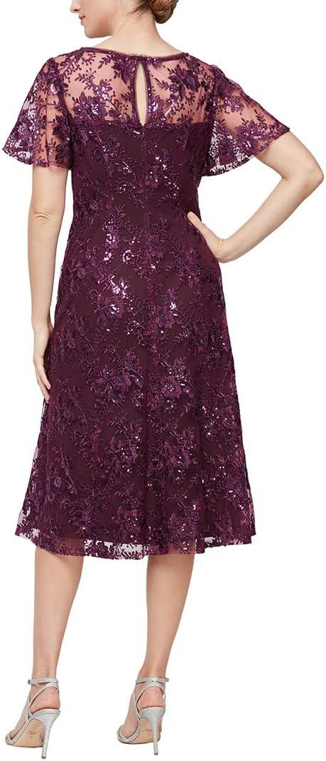 S.L. Fashions Sequin & Lace Tea-Length — How it hangs on you