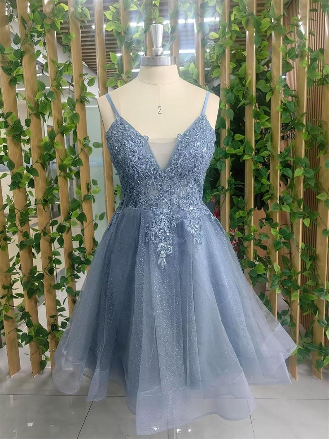 Sparkly lace Tulle Homecoming Dress: Stylish & Youthful Flair