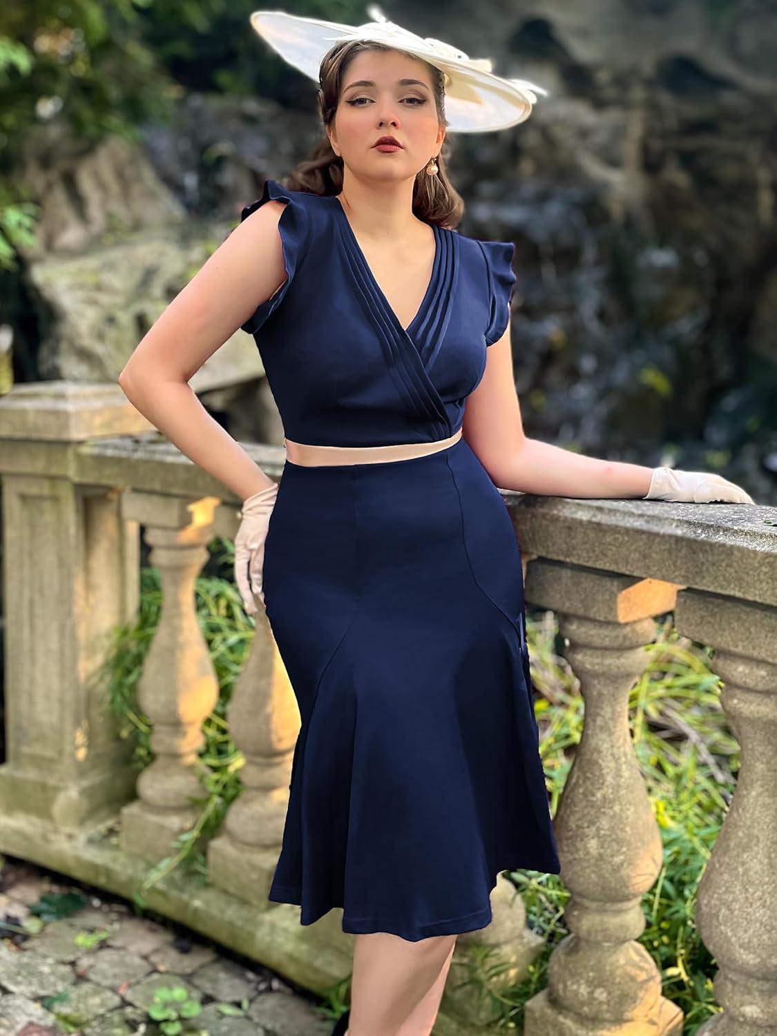 Stepping Back in Style: Exploring Miusol's Retro V-Neck Dress