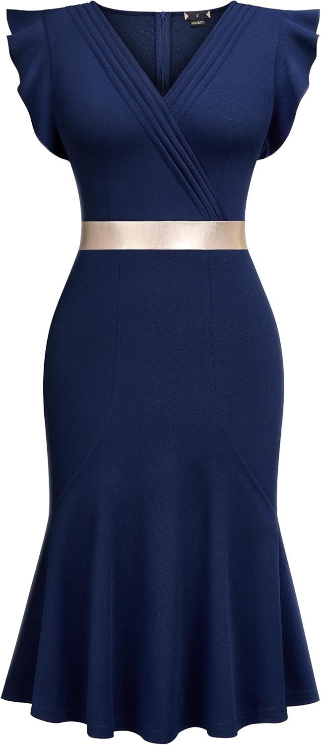 Stepping Back in Style: Exploring Miusol's Retro V-Neck Dress