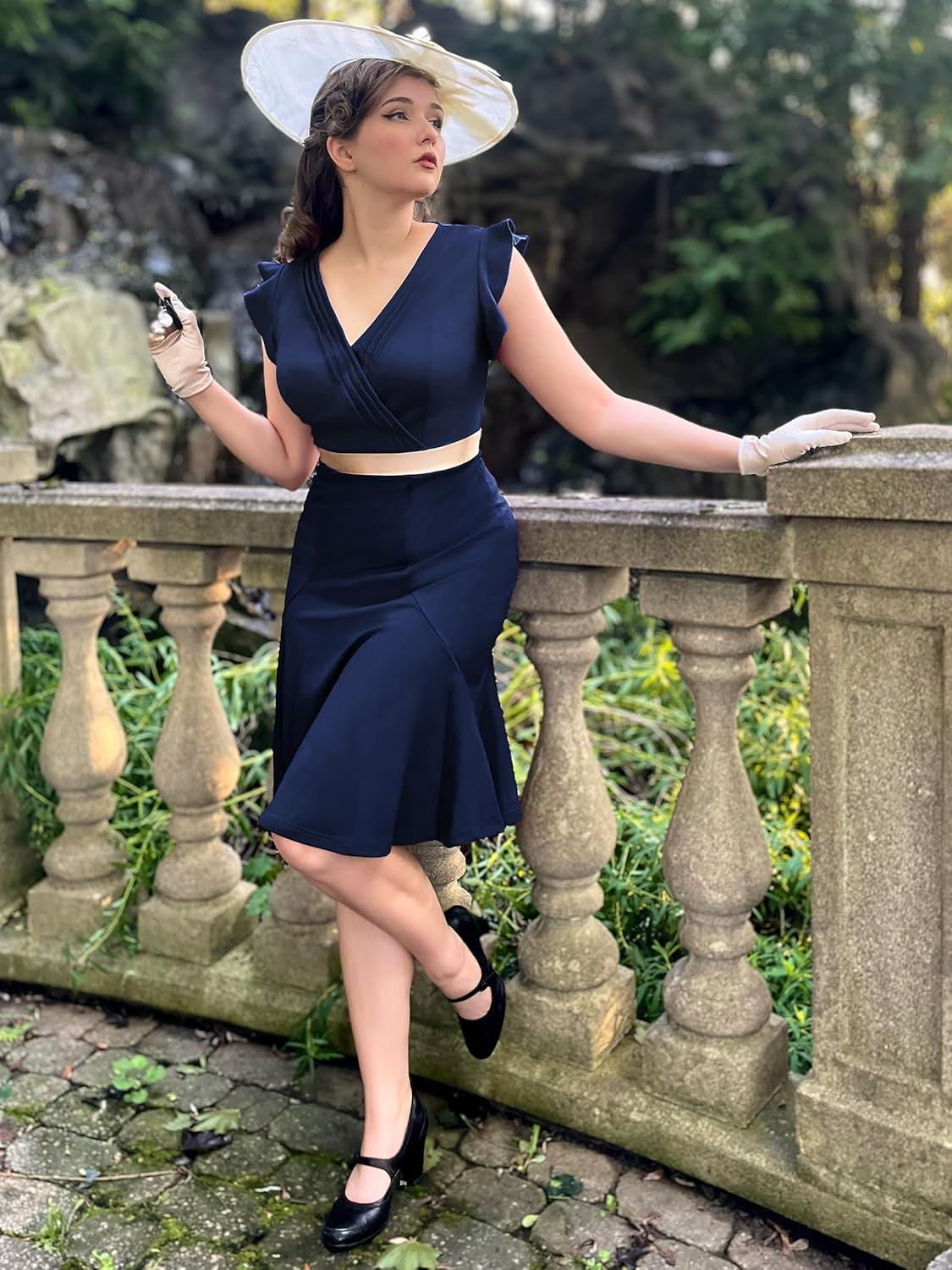 Stepping Back in Style: Exploring Miusol's Retro V-Neck Dress