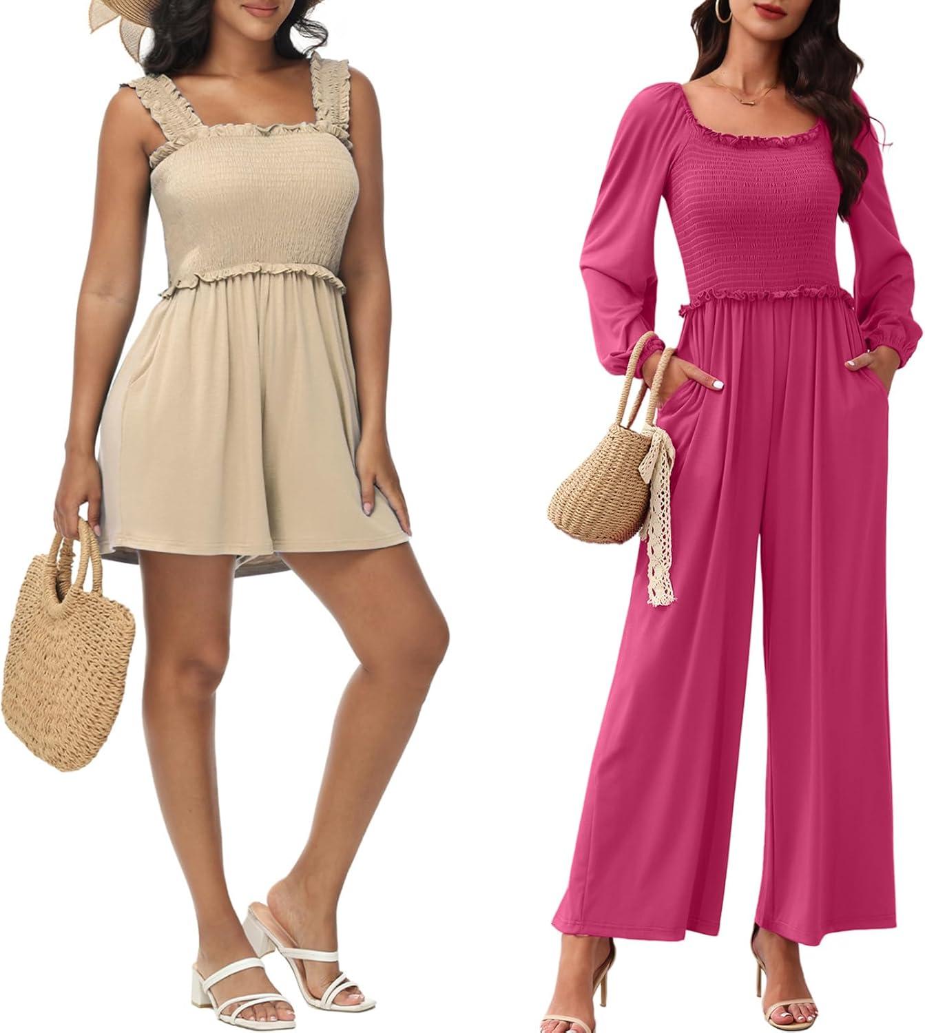 Tanou Women's Smocked Jumpsuit Romper — how it fits your day