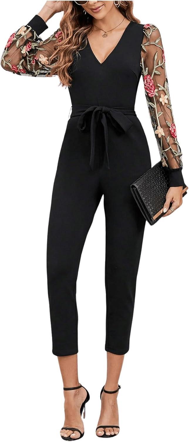 WDIRARA Women's Floral Embroidery Jumpsuit—your easy daywear