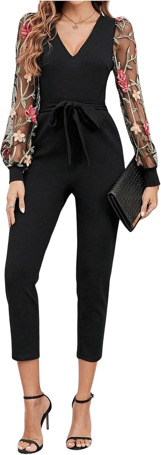 WDIRARA Women's Floral Embroidery ‌Jumpsuit—your⁣ easy daywear