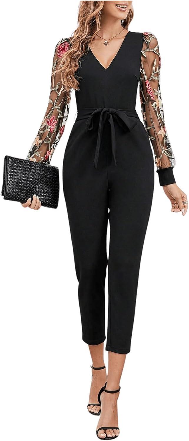 WDIRARA Women's Floral ​Embroidery Jumpsuit—your easy daywear