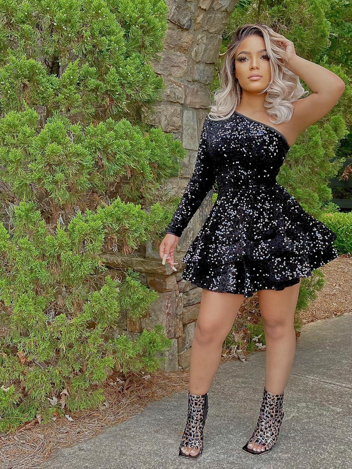 Women's One Shoulder Sequin Homecoming Dress — your fit