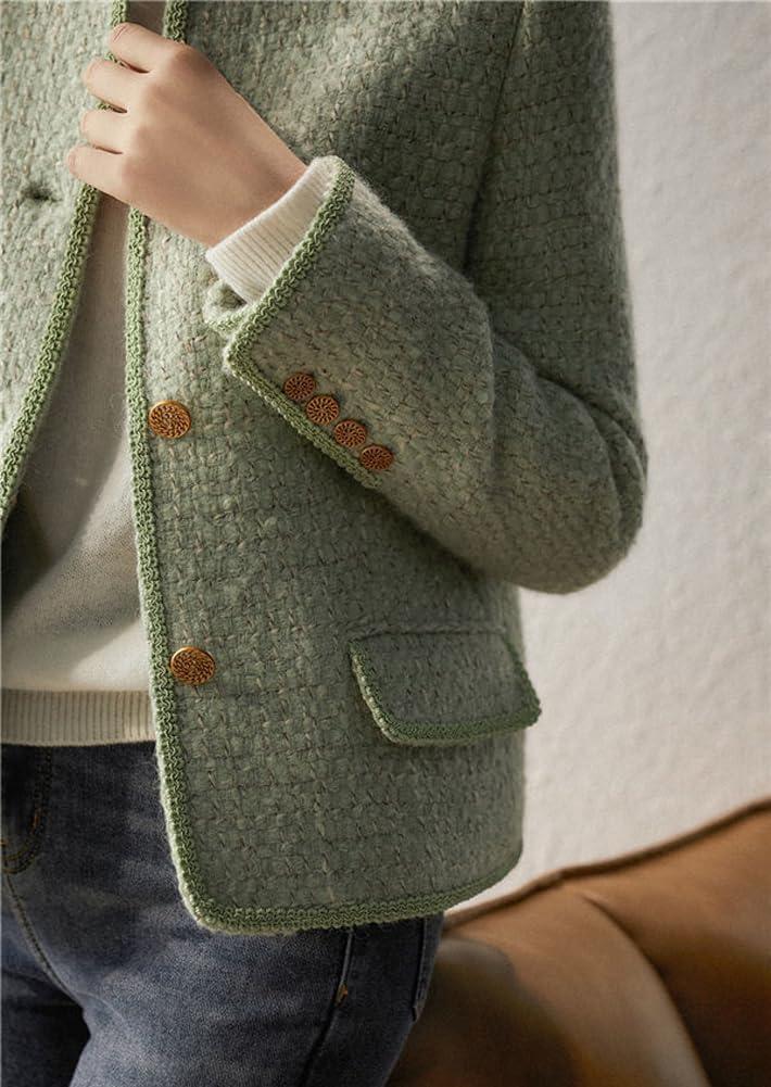 Chouyatou Women's Tweed Collarless Blazer for Your Office