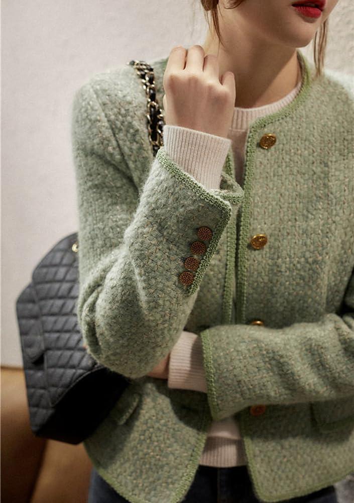 Chouyatou Women's Tweed Collarless Blazer for Your Office