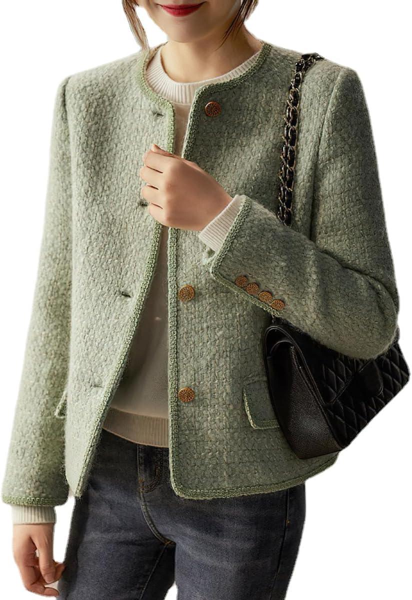 Chouyatou Women's Tweed Collarless Blazer for Your Office