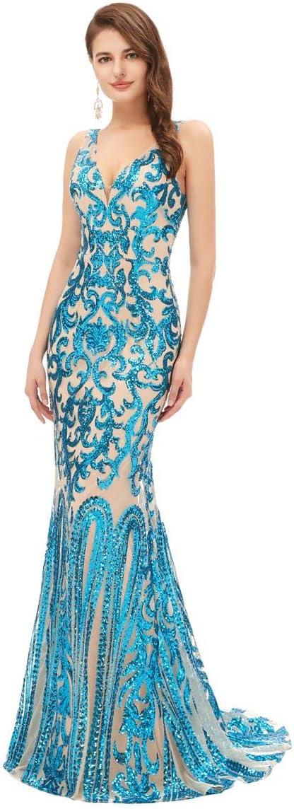 FCOMES Women's V-Neck Sequins Mermaid ⁤Gown you ⁢wear​ to ‌galas