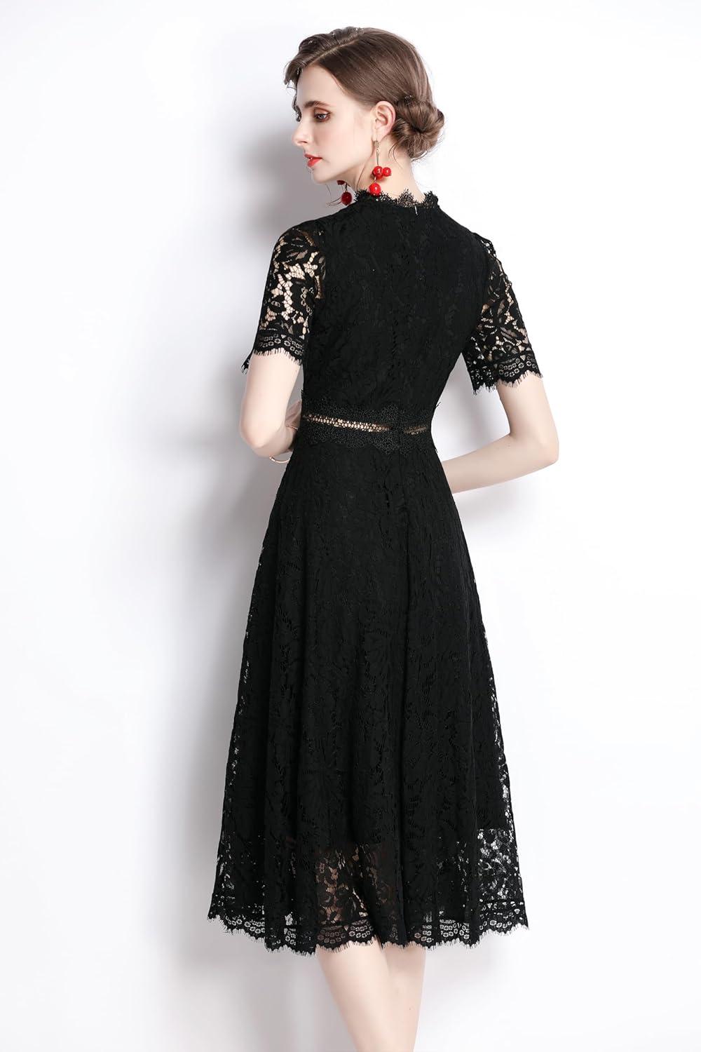 LAI MENG FIVE CATS Women's‍ Midi Lace Dress for Your Party