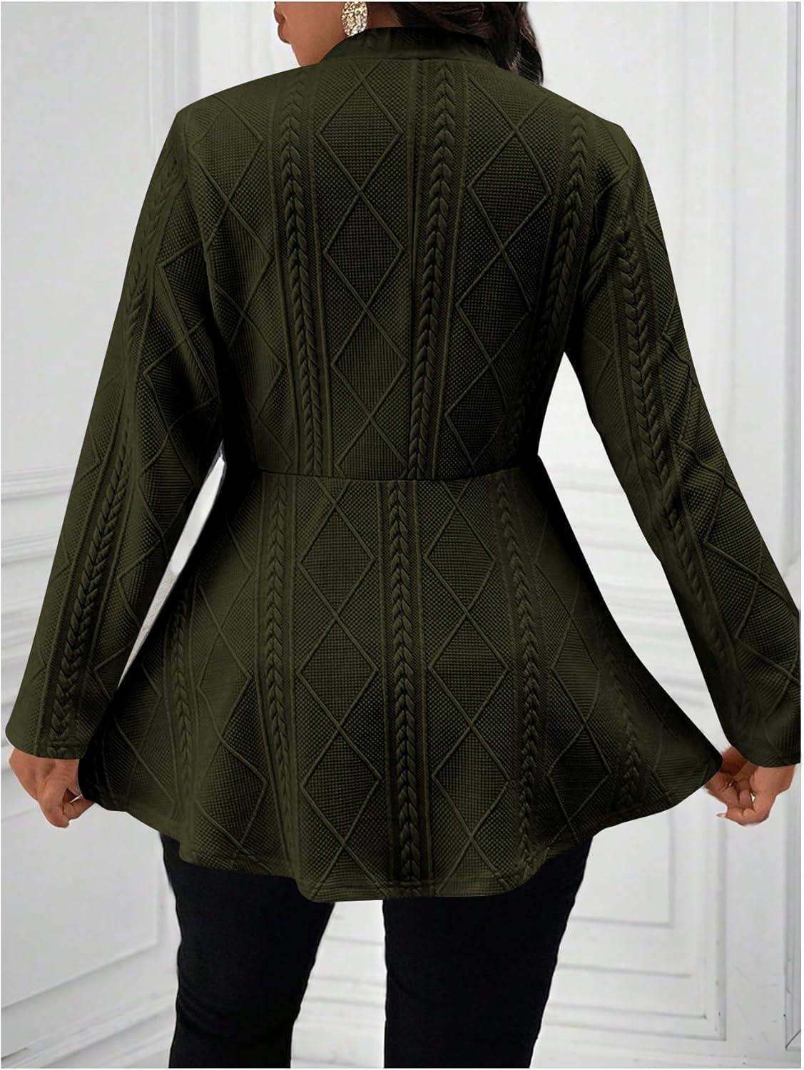 Milumia Women's Plus Size Blazer, Ruffle ‍Hem for Your Work