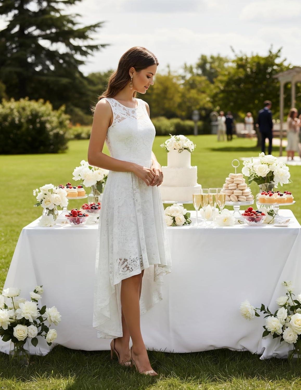 MUADRESS Women's Elegant Floral lace‌ Dress, how it fits you