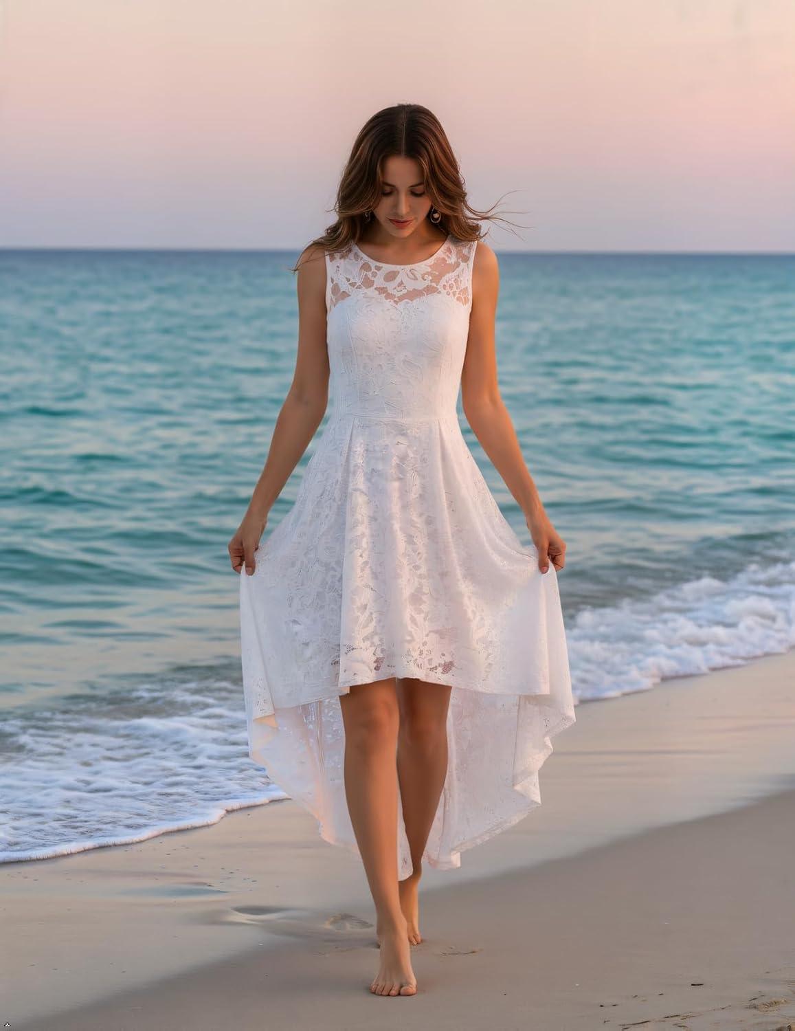 MUADRESS women's Elegant Floral Lace Dress, how it fits you