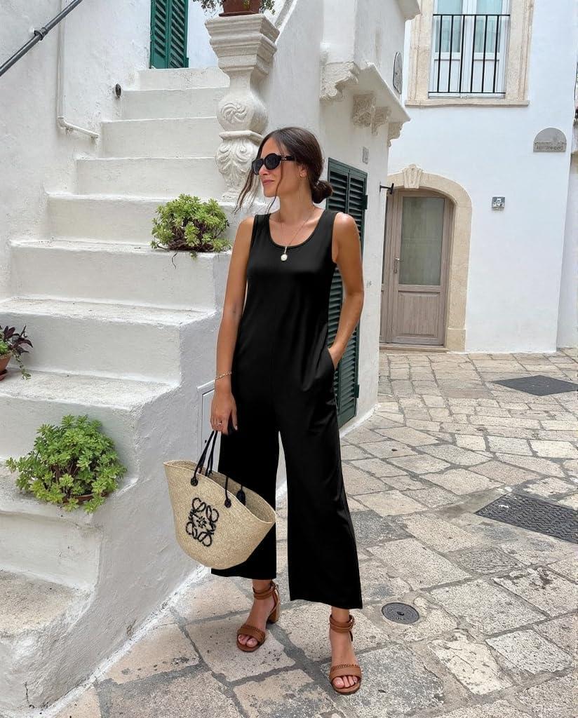 Muchpow Women's Summer⁣ Tank Jumpsuit — your pocketed ​casual