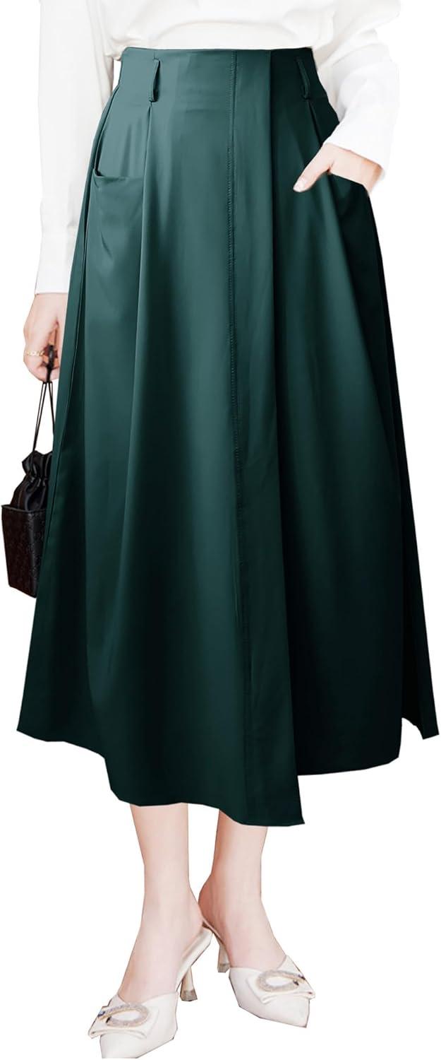 NoLabel Women's A-Line Midi Skirt with Pockets as you ‍move