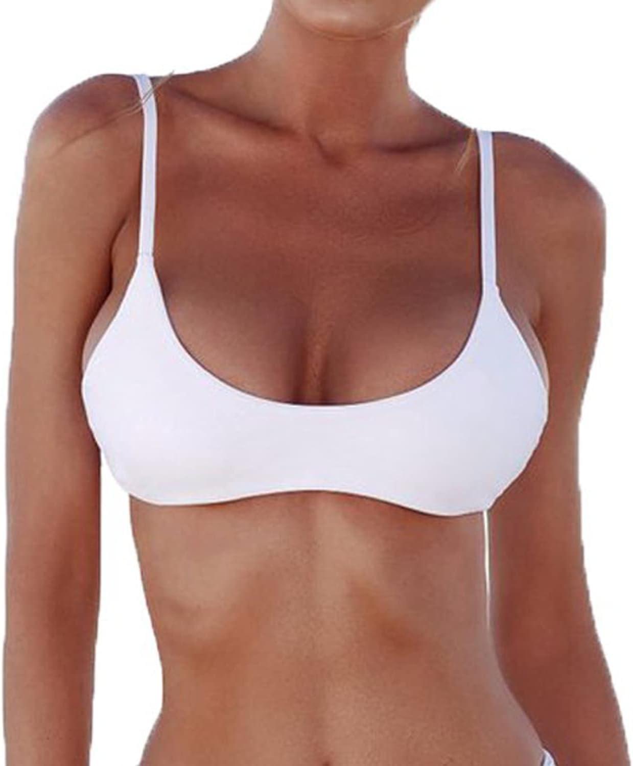 SherryDC Women's Bikini Top Scoop Neck - how it sits on you