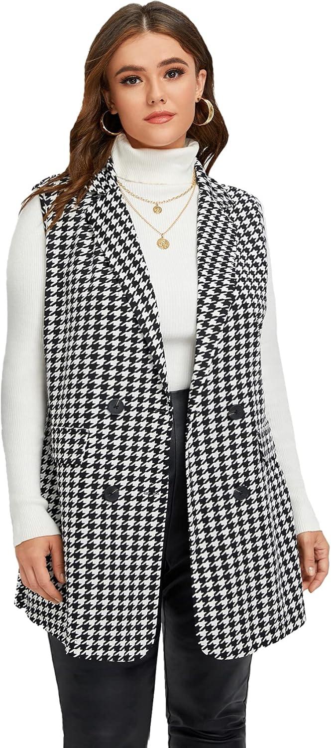 WDIRARA Women's Plus Plaid ‍Sleeveless Blazer — ‍how you layer