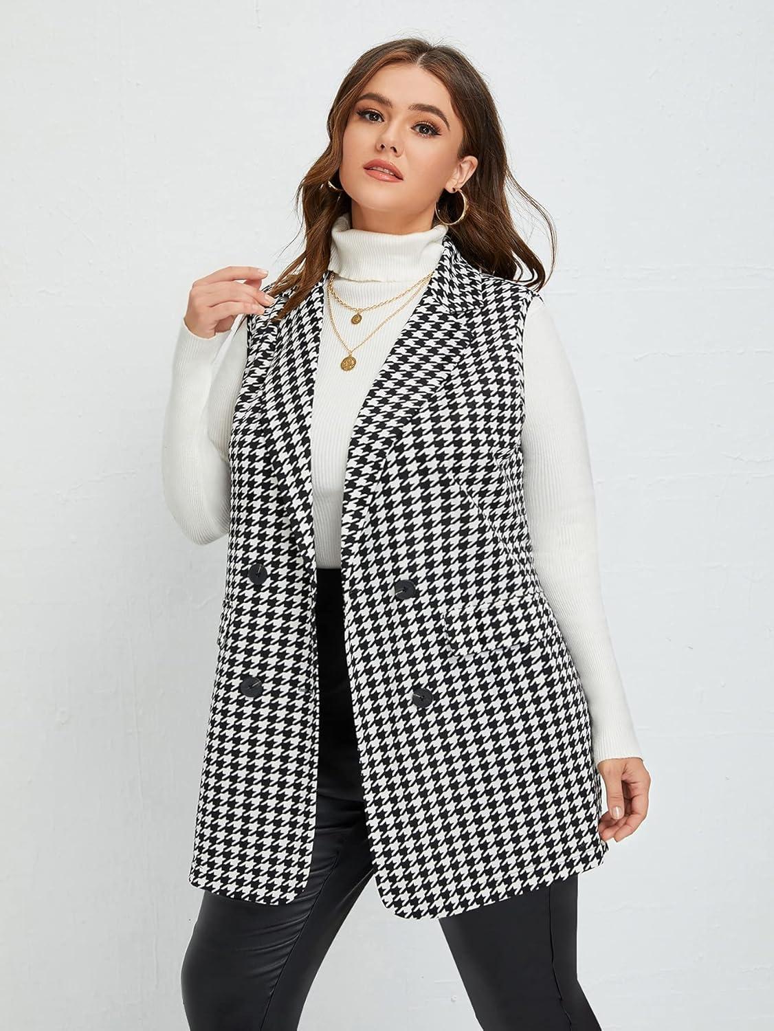 WDIRARA ‍Women's​ Plus Plaid Sleeveless Blazer — how you layer