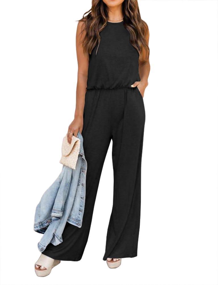 Lacozy women's Summer Sleeveless Jumpsuits With Wide Legs for Daywear