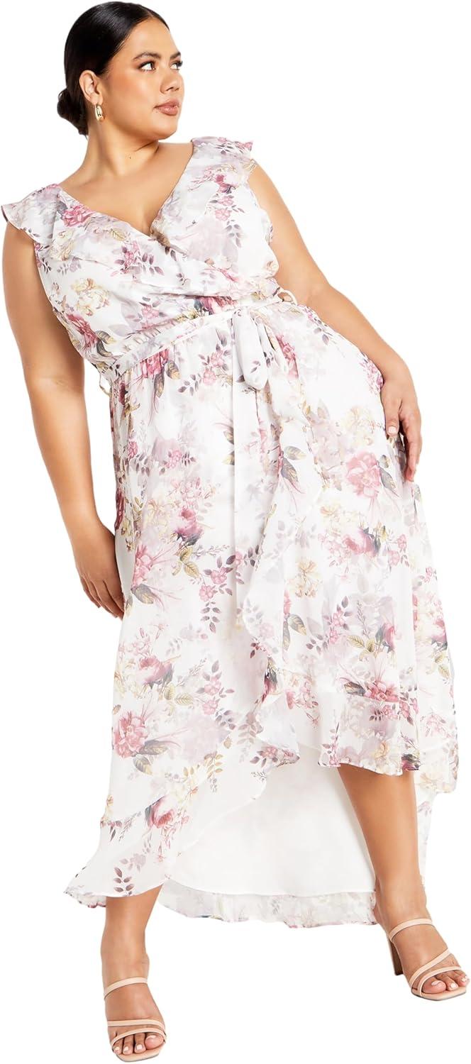 City Chic Women's plus Size ⁢Maxi Cocktail Dress - Ella Jane In White