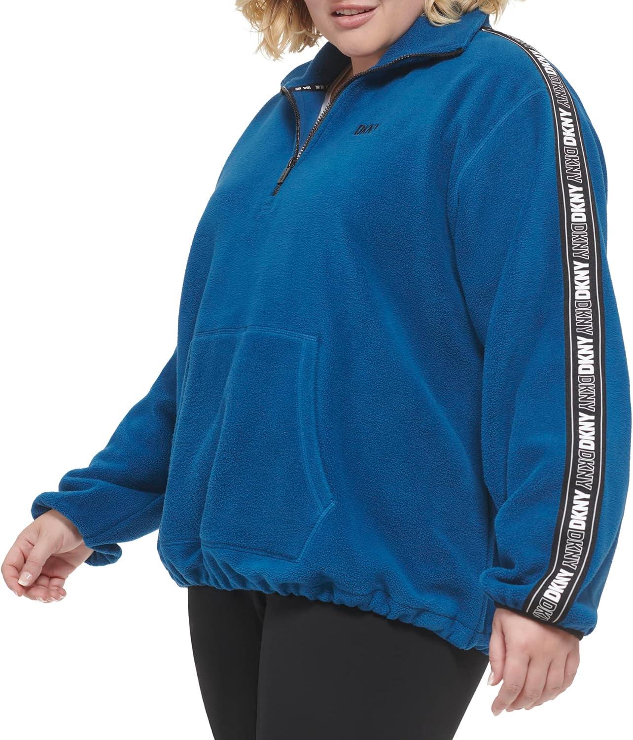 DKNY Women's Sleeve Logo Tape ⁤Quarter Zip Fleece Pullover for Errands