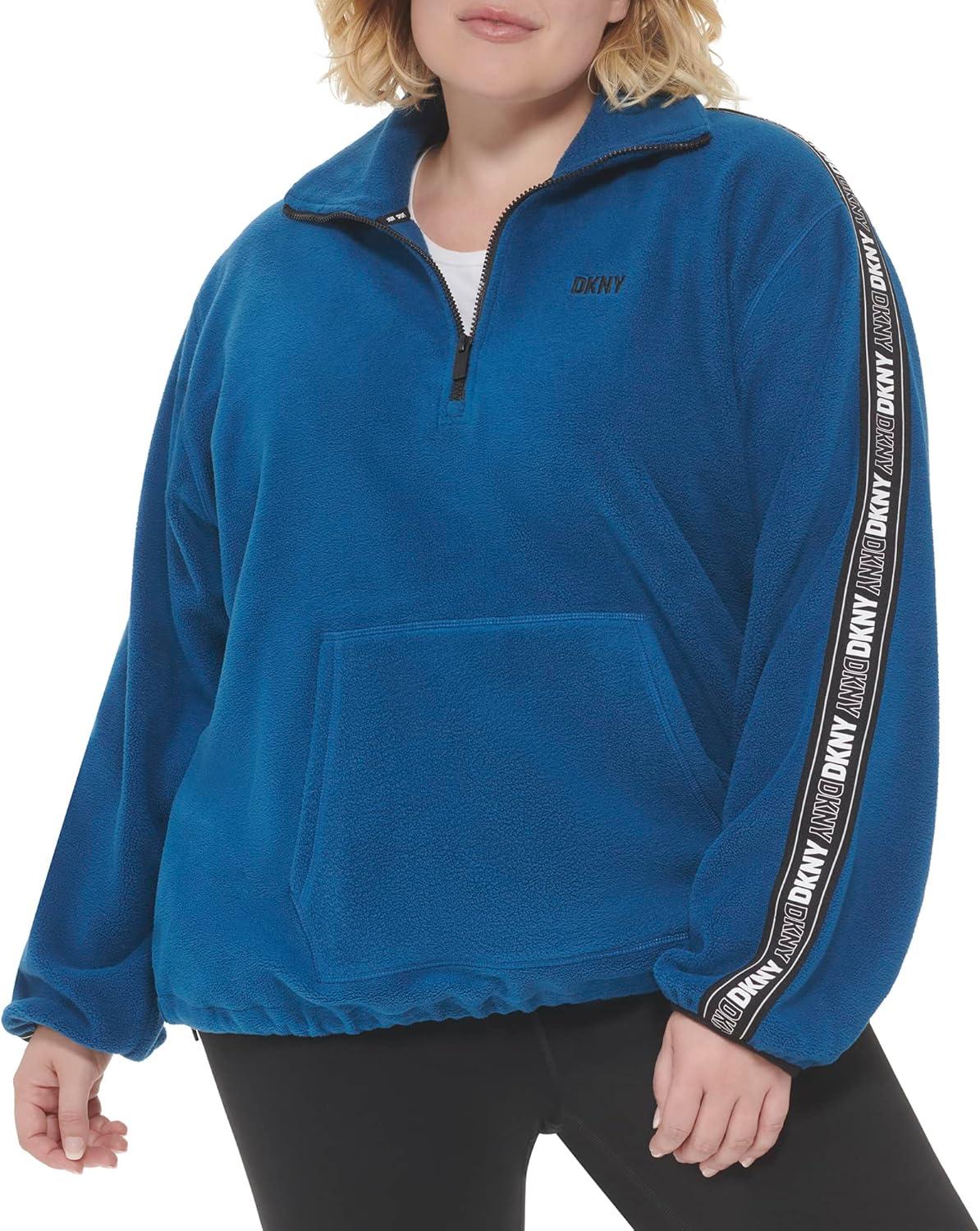 DKNY ⁢Women's Sleeve ⁤Logo Tape⁢ Quarter Zip Fleece Pullover for Errands