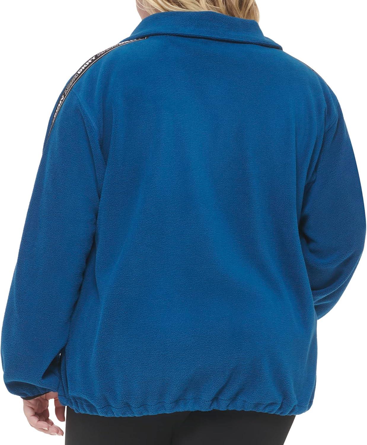 DKNY‍ Women's Sleeve Logo Tape Quarter Zip Fleece Pullover for Errands