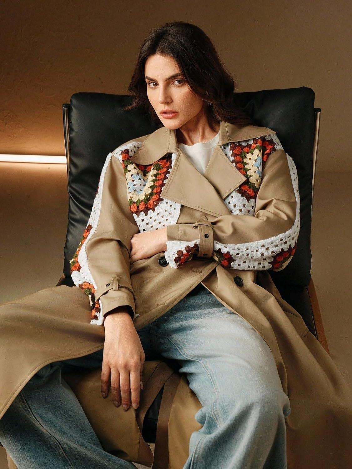 DLQYYS Women's Casual‌ 2025 ⁣Long Trench Coat for Workday Layering