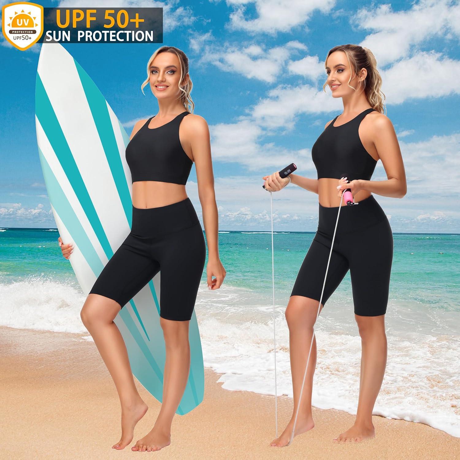 Mivei Women's Sports Bra Swim Top: Modest High Neck Everyday Coverage