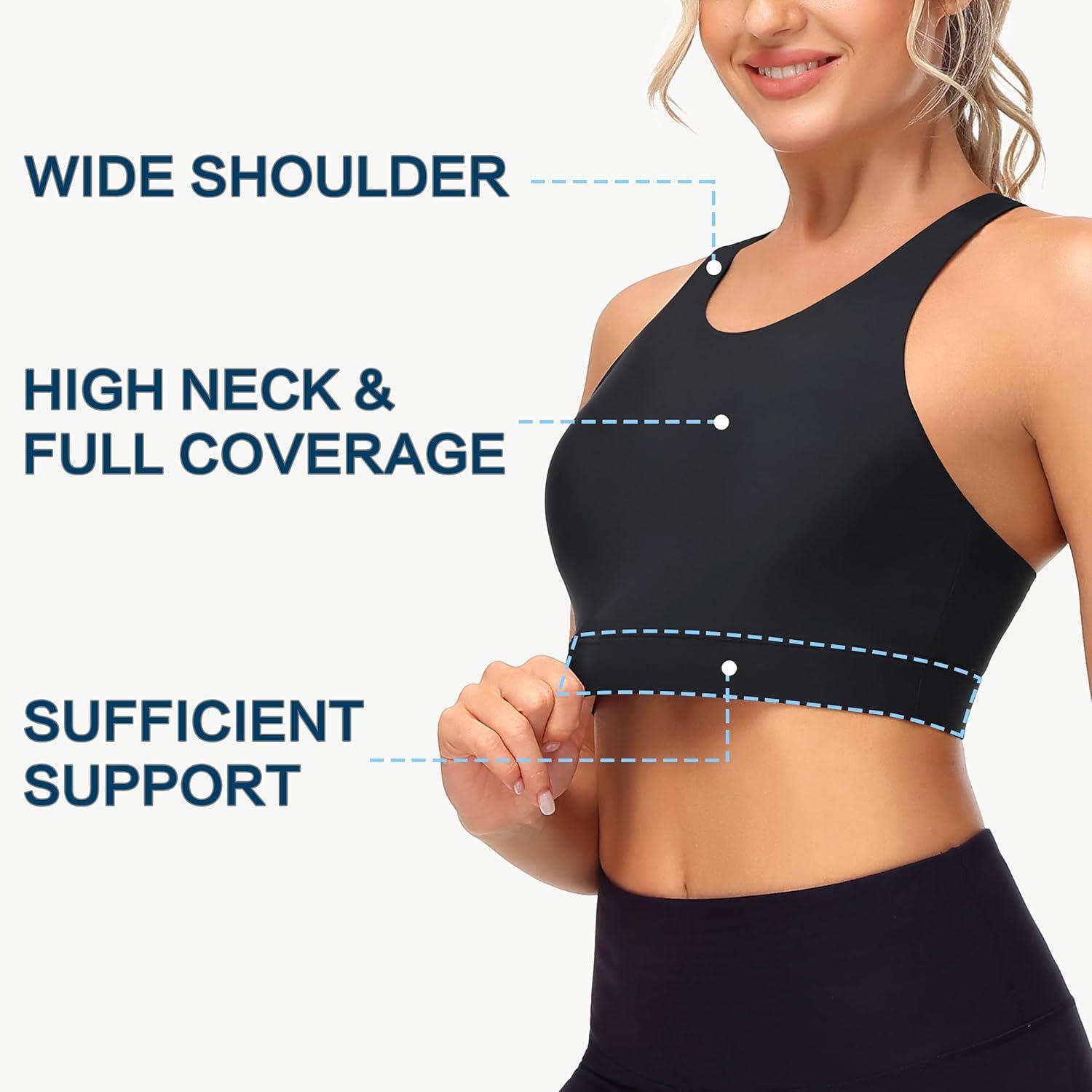 Mivei Women's Sports Bra Swim Top: Modest High Neck Everyday Coverage