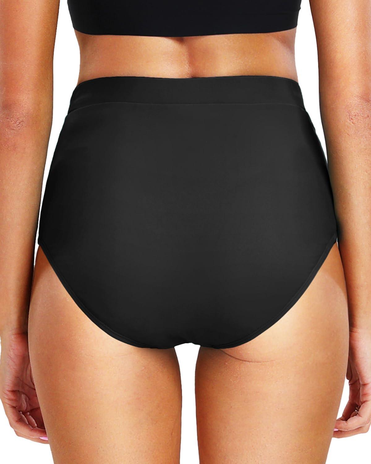 Tempt Me Women's High Waisted Bikini Bottom With Pockets for Pool Use